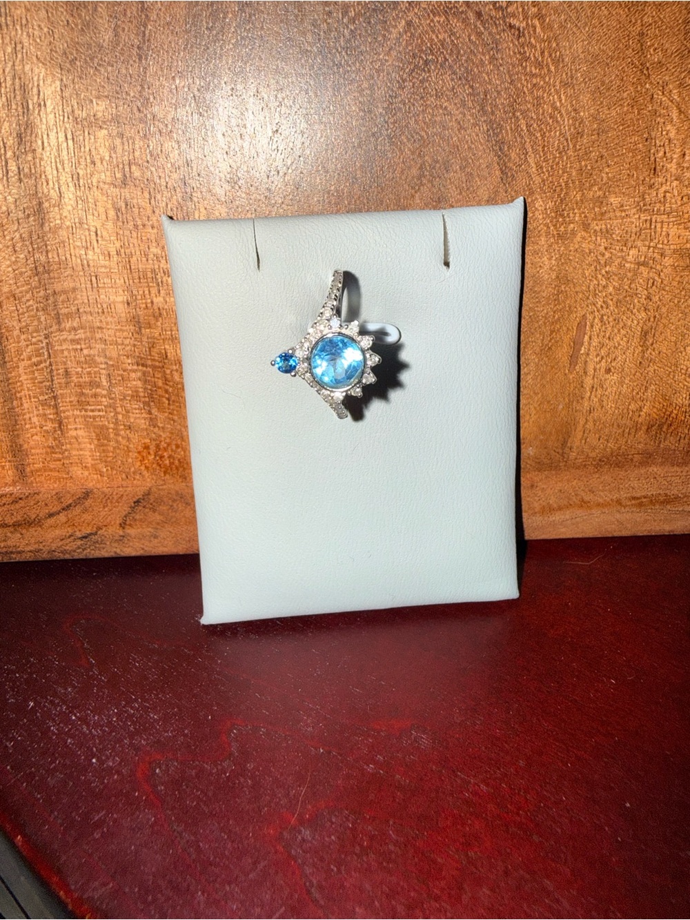 Blue Crystal Halo Ring - Women Jewelry - Picture 1 of 2
